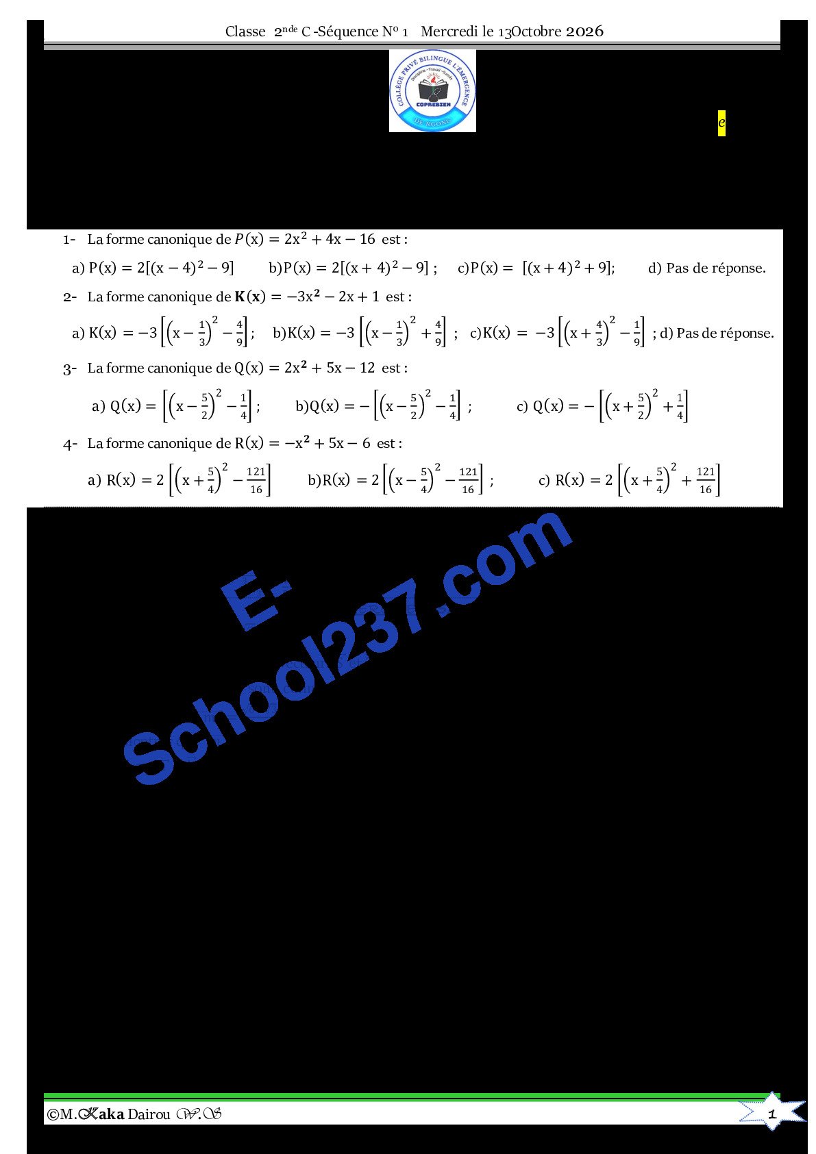 LB DE NGONG 2nde C Eval 1 2026-2027